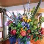 A volunteer works on a display in the Daylesford Town Hall.
