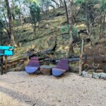 Djaara-designed seating, artwork and signage at Argyle Spring. (Photo supplied)
